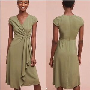 Maeve by Anthropologie Rayna Midi Wrap Dress in Green Size 8